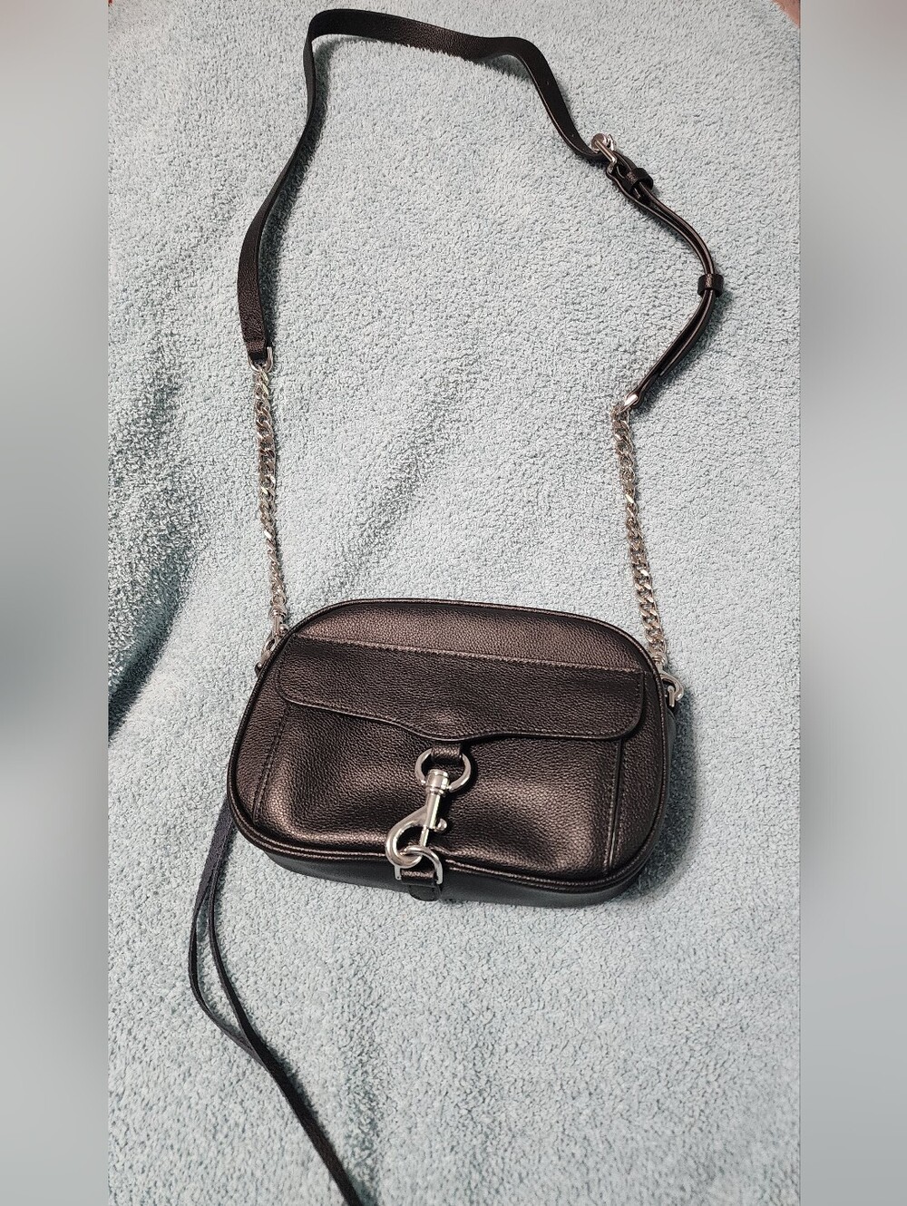 NWOT Rebecca Minkoff Black Pebbled Leather Crossbody with Silver Hardware